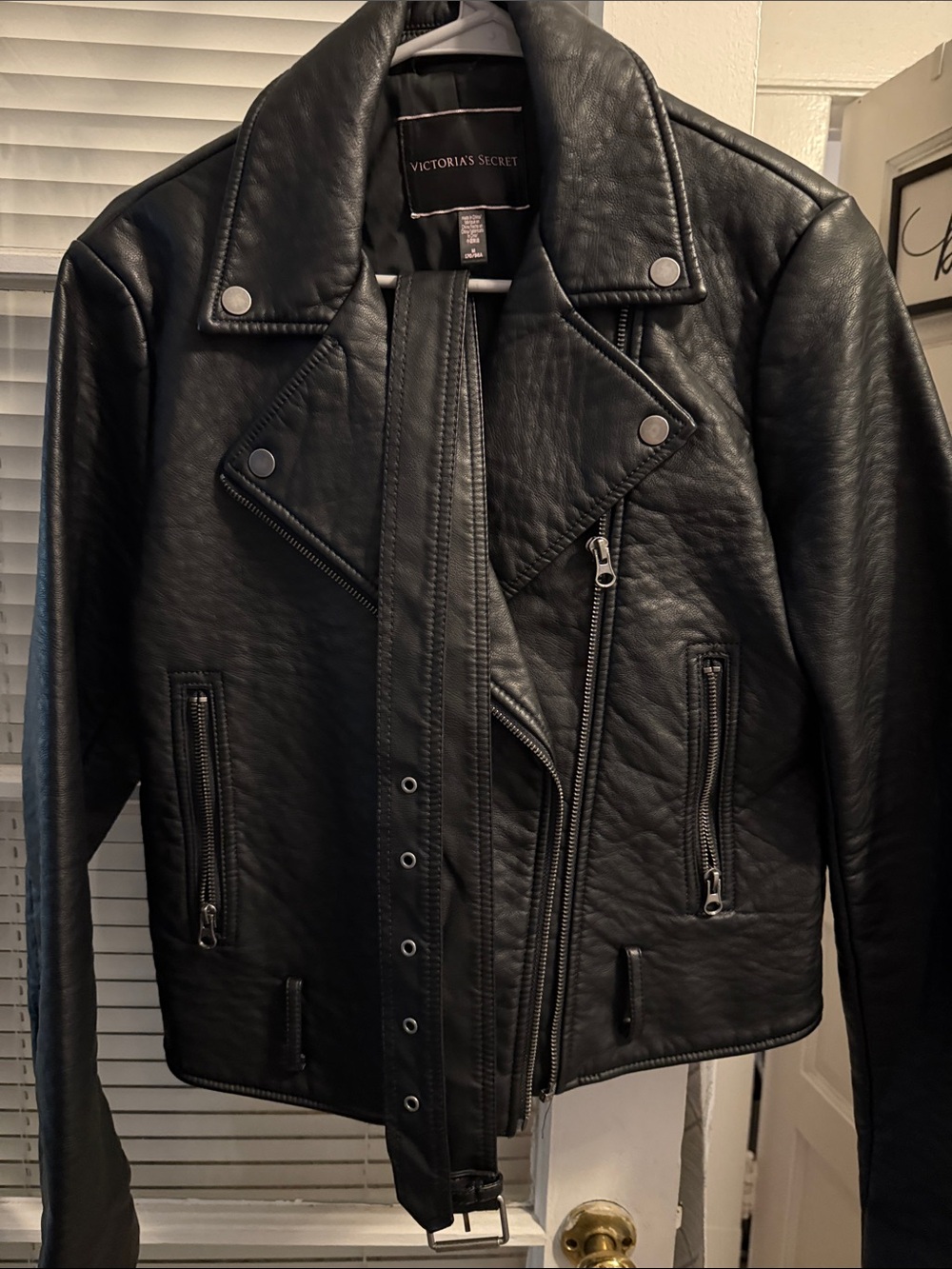 Victoria's Secret Black Faux Leather Biker Jacket